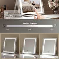 Miroir de Maquillage LED de Table Carré avec Cadre en Fer, Luminosité Réglable, Logo Personnalisé, pour Grossistes