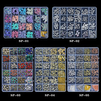 Vente en gros 24 grilles mixtes cristal strass noeuds papillon alliage 3D rétro Nail Art plat verre irrégulier forets bricolage Chrome coeurs ensembles