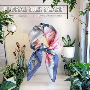 Nouveaux Foulards Carrés en Soie Imprimés Floraux Élégants 70x70cm pour Femmes – Petits Bandeaux Fantaisie en Polyester pour Cheveux - Product Image 2