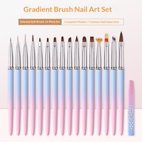 Nouvel ensemble de stylos métalliques pour nail art, idéal pour la manucure française et la thérapie au gel, avec poignées dégradées bleu-rose pour peindre des fleurs et dessiner des lignes