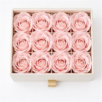 Maßgefertigte Elfenbeinfarbene Magnetische Seifenblumen-Geschenkbox 12 Blassrosa Duftende Rosen Geburtstag Hochzeit Feiertagsgeschenk-Set
