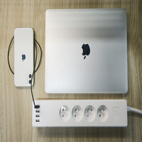 Stop Kontak Pintar WiFi Standar Prancis dengan Remote Control, 4 Soket, 4 Port USB, Pelindung Lonjakan Arus, Berperingkat IP53, Garansi 2 Tahun