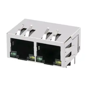 1x2 puertos 1000 Base-T Tab Down con LED Conector hembra magnético RJ45 J8064D628ANL