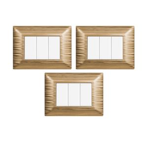 Placa de Interruptor de Pared Gloca de 3 Botones, Panel Táctil de Plástico Dorado Satinado, Estilo Lujoso, Juego de 3 Piezas - Product Image 1