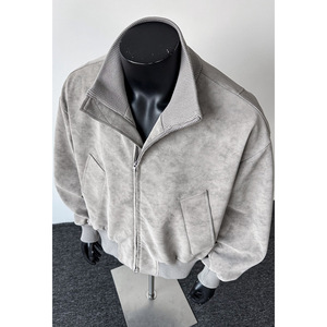 Blouson <span class=keywords><strong>Bomber</strong></span> Coupe-Vent en Similicuir Effet Peau de Mouton pour <span class=keywords><strong>Homme</strong></span> – Style Américain Rétro Tendance Décontracté en Daim pour Printemps-Automne - Product Image 6