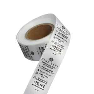 Etichetta per la cura del lavaggio con istruzioni in rotolo di nastro antimacchia con Logo stampato con Design personalizzato per indumento