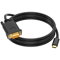 Adaptateur USB Type C vers VGA 1,8 m, gaine en PVC, câble HD 1080P, convertisseur mâle-mâle pour projecteur, ordinateur portable, haut-parleur MP3