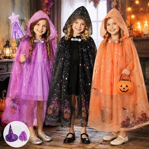 Capa de Halloween para Niños, Disfraz Familiar a Juego, Traje de Bruja para Adultos, Hombres y Mujeres, para Representaciones Escénicas - Product Image 1