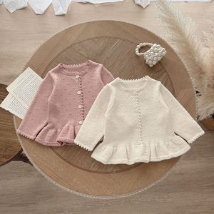 Cardigan en coton à col rond pour fille, coupe évasée, tricoté, pour bébé, <span class=keywords><strong>printemps</strong></span>-automne - Product Image 1