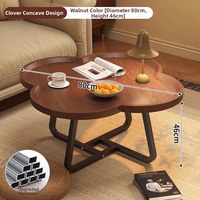 Table basse en bois durable de forme créative en trèfle à quatre feuilles, design minimaliste moderne et écologique pour salons et chambres