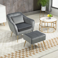 Fauteuil de détente moderne en velours avec tissu doux et pieds en métal doré électro-plaqué durables pour le salon