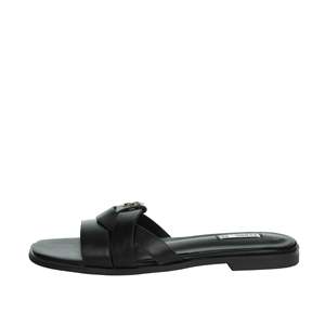 Sandalias Planas para Mujer Ferre, de Cuero Negro, Estilo Slip-On, Diseño Minimalista - Product Image 1