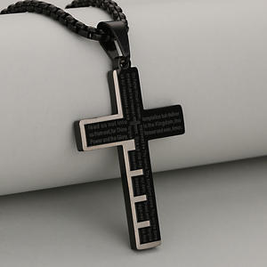 Colgante de Cruz de La <span class=keywords><strong>Biblia</strong></span> <span class=keywords><strong>cristiana</strong></span> de acero inoxidable clásico para hombres y mujeres, joyería de fe de oración católica, regalo superior para collar Cristiano - Product Image 3