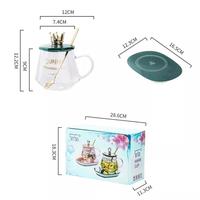 Tasse de charge électrique en forme de diamant, tasse à haute teneur en Borosilicate, tasse en verre transparente avec poignée et couvercle en couronne