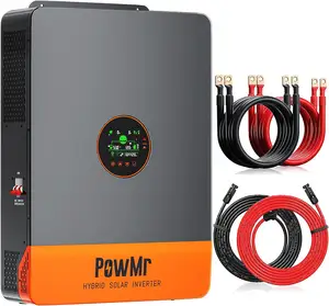 PowMr Inverter hibrida fase terpisah, Inverter Wifi 120V 240V 10KW Pv Monitor 48V fase tunggal 110V baterai lithium gel pengisi daya