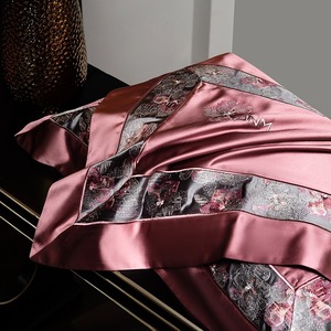 Sang Trọng Thêu 4Pcs Duvet Bìa Màu Hồng Chắp Vá Phong Cách Châu Âu Dài Staple Cotton 800T Lụa Cotton Comforter Bộ Đồ Giường Thiết Lập - Product Image 4