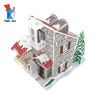 Puzzle en papier 3D Paper Jazz - Maison de Noël sous la neige - Moins de 50 pièces - Jouet éducatif et DIY pour les enfants de 5 ans et plus - Unisexe