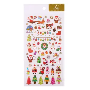 SHANLE Grosir Lucu Natal Santa Foil Emas Stiker Kustom Dekorasi Telepon Kasus Alat Tulis PVC Stiker Lembar Buku untuk Jurnal
