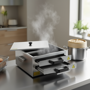 Machine à rouleaux vapeur D0100HED9PA 3 couches en acier inoxydable avec couvercle pour cuisinière à gaz et à induction - Product Image 2