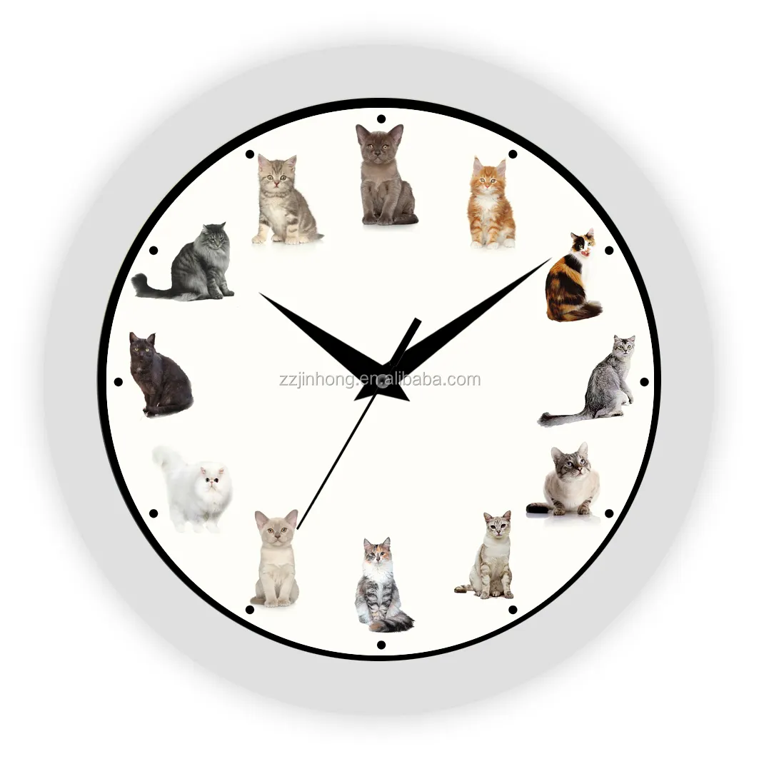 Hourly Chime Cheap Plastic Cat Music wall clock