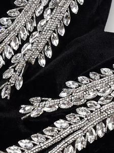 Kadin zarif siyah Mermaid akşam elbise kapalı omuz elmas lüks balo parti elbise eldiven resmi vesilesiyle elbiseler - Product Image 5