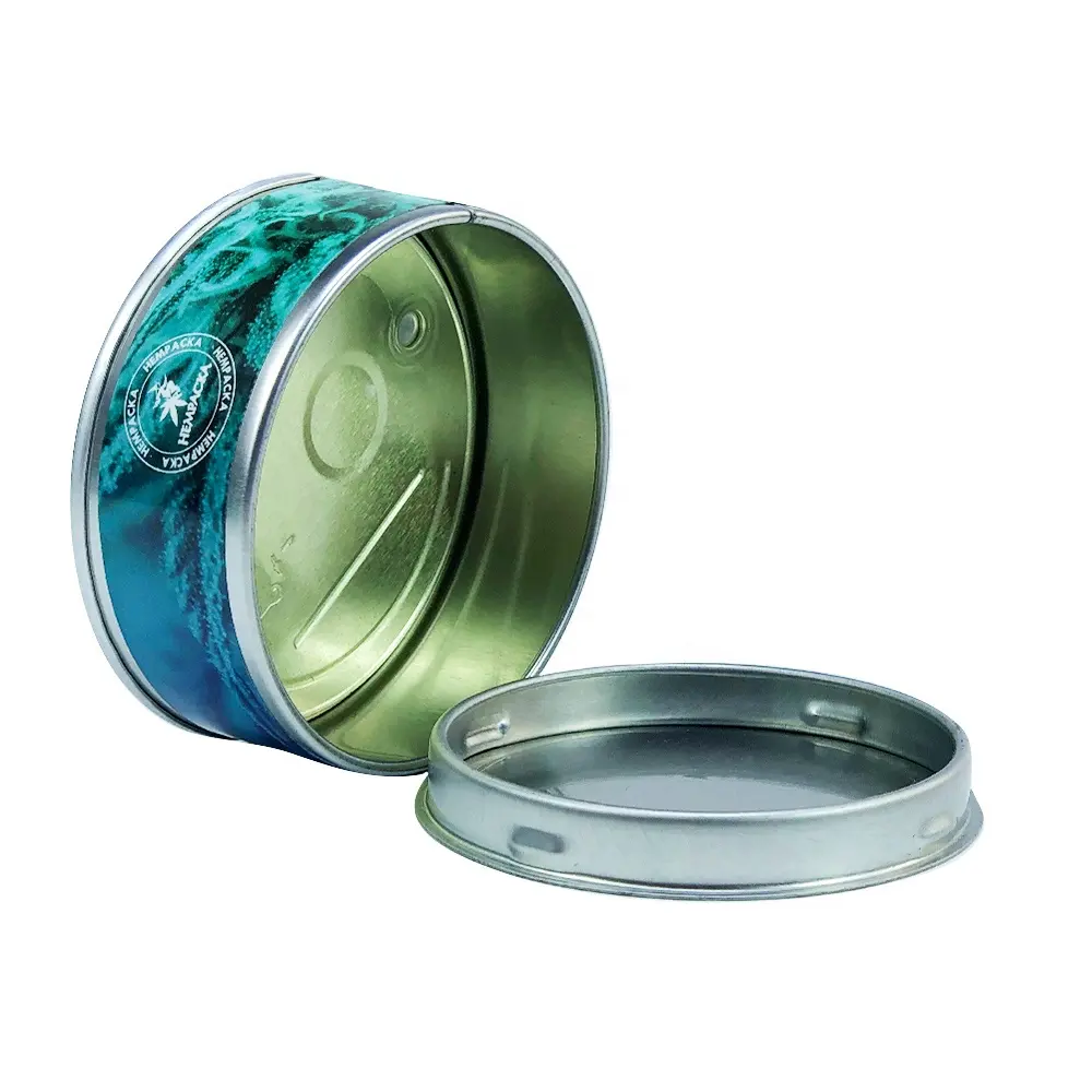 Well Priced bottom self seal press it in tin empty tuna can 3.5 with black lid included 100ml 3.5g