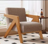 Fauteuil lounge Richard en bois massif nordique, fauteuil simple de designer rétro pour salon, balcon, hôtel, maison d'hôtes et café