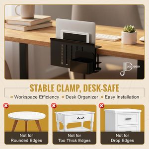 Organisateur de bureau latéral en acier, support pour ordinateur portable à fixation par pince avec porte-<span class=keywords><strong>stylo</strong></span> magnétique - Product Image 4