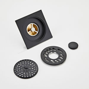 Drain de sol OEM à double usage pour cuisine garage avec couvercle amovible 10CM carré en laiton noir massif anti-odeur - Product Image 3