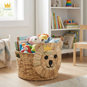 New Collection Eco-friendly Water Hyacinth Lion Shape Storage <b>Basket</b> Laundry <b>Basket</b> <b>Cheap</b> price from Vietnam - Product Image 4