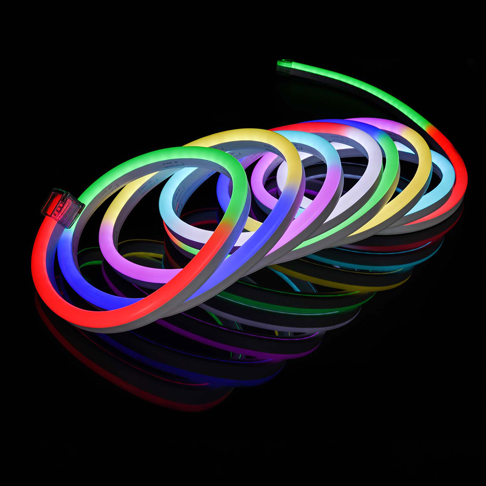 Светодиодная лента с эффектом рыбалки, IP68, RGB, неоновые, 24 В постоянного тока, светодиодные огни, динамический пиксель, 5050 SPI, 15x26 мм, уличное украшение