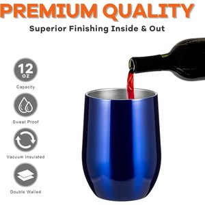 Ensemble de gobelets isothermes en acier inoxydable bleu royal 12 oz avec couvercle et paille – Tasse de voyage réutilisable pour la maison, le bureau et l'extérieur - Product Image 6