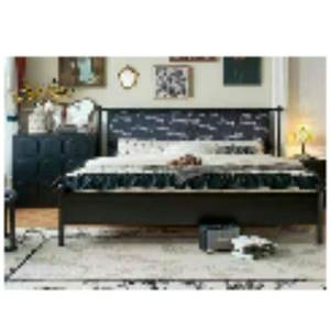 Lit en tissu en bois moderne et simple pour salon ou appartement 37798 - Product Image 1