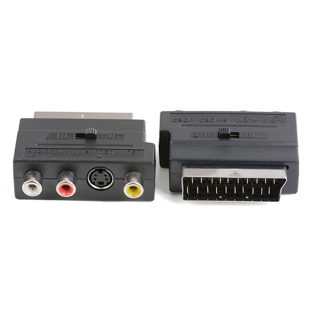 Tideseer Brand New Scart to 3 RCA S Video Terminal Europe 21Pin AV Audio Adapter with Durable ABS and Short Circuit Protection