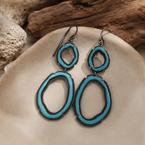 Orecchini Pendenti Circolari Blu Multicolore, Orecchini Pendenti Rotondi Creativi per Donne - Product Image 3