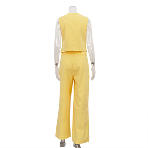 Donne Casual personalizzabili indossano gilet Top e pantaloni 2 pezzi di <span class=keywords><strong>cotone</strong></span> <span class=keywords><strong>vestiti</strong></span> <span class=keywords><strong>estivi</strong></span> set da <span class=keywords><strong>donna</strong></span> - Product Image 5