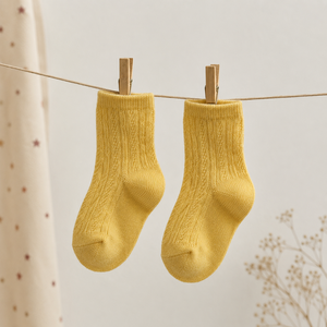 Chaussettes douces de qualité supérieure pour bébés, en coton respirant et extensible, jaunes, taille 1 à 2 ans, confortables, essentielles au quotidien - Product Image 3