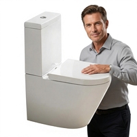 WC moderne en céramique deux pièces avec siphon en P, chasse d'eau double, abattant à fermeture douce, pour appartement
