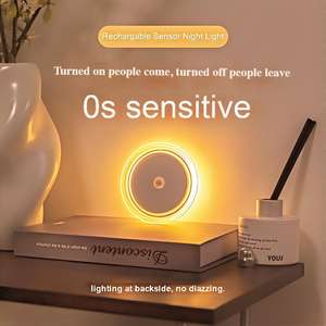 Usb Oplaadbare Modern Design Led Nachtlampje Puck Bed Lamp Warm Wit Emitting Bewegingssensor Automatische Trap Switch Home Use - Product Image 3