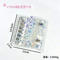 Couverture de carnet à feuilles mobiles en PVC holographique étoilé, reliure rechargeable, formats A5, A6, A7, logo personnalisé, vente en gros, approvisionnement en vrac