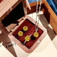 Nouvel ensemble de bijoux fantaisie pour femme : pendentif, boucles d'oreilles et bague incrustés de diamants à haute teneur en carbone, zircon taillé en rose octogonal Millenium