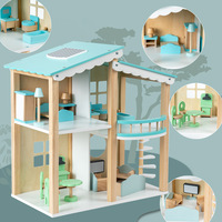 Maison de poupée en bois réaliste pour jeu de rôle, ensemble de jeu éducatif à assembler soi-même, mini-villa avec meubles, jouets d'imitation pour garçons et filles