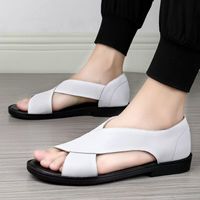 Sandales Homme en Cuir PU à Enfiler Grande Taille 47/48 Décontractées d'Été pour Extérieur Style Romain Semelle Souple Antidérapante Chaussures de Plage
