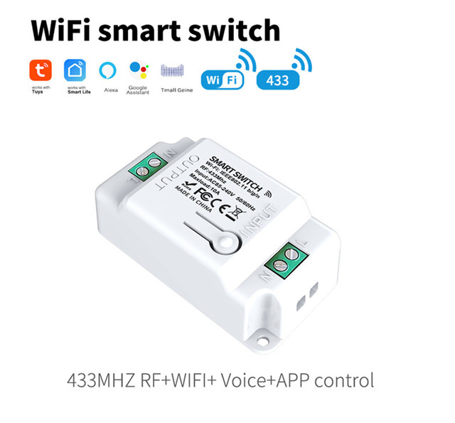 Wifi Intelligent Circuit Breaker RF433MHz Tuya DIY Switch Module Voice App Remote Control Smart WiFi Switch