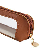 BECOL Nouvelle Trousse de Maquillage Portable Grande Capacité, Pochette Cosmétique Imperméable en Cuir PU avec Fenêtre Transparente