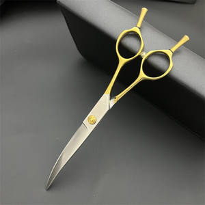 Tijeras de peluquería para mascotas My-7, 7 pulgadas, curvadas, de acero inoxidable, mango dorado, acabado mate, para cortar el pelo de perros - Product Image 4