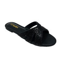 Sandales à brides croisées en strass pour femmes, chaussures d'été en stock pour importateurs, expédition en conteneur en gros