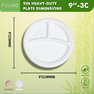 FULING piring Bagasse Restoran sekali pakai, <span class=keywords><strong>100%</strong></span> mudah terurai bebas PFAS 9 inci 3 kompartemen - Product Image 2