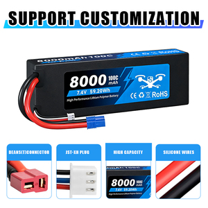 Dayanıklı Grafen 2S 7.4V 8000mAh 100C Lipo Yüksek Performanslı Pil RC Araçlar için Araba/Tekne/Helikopter - Product Image 4