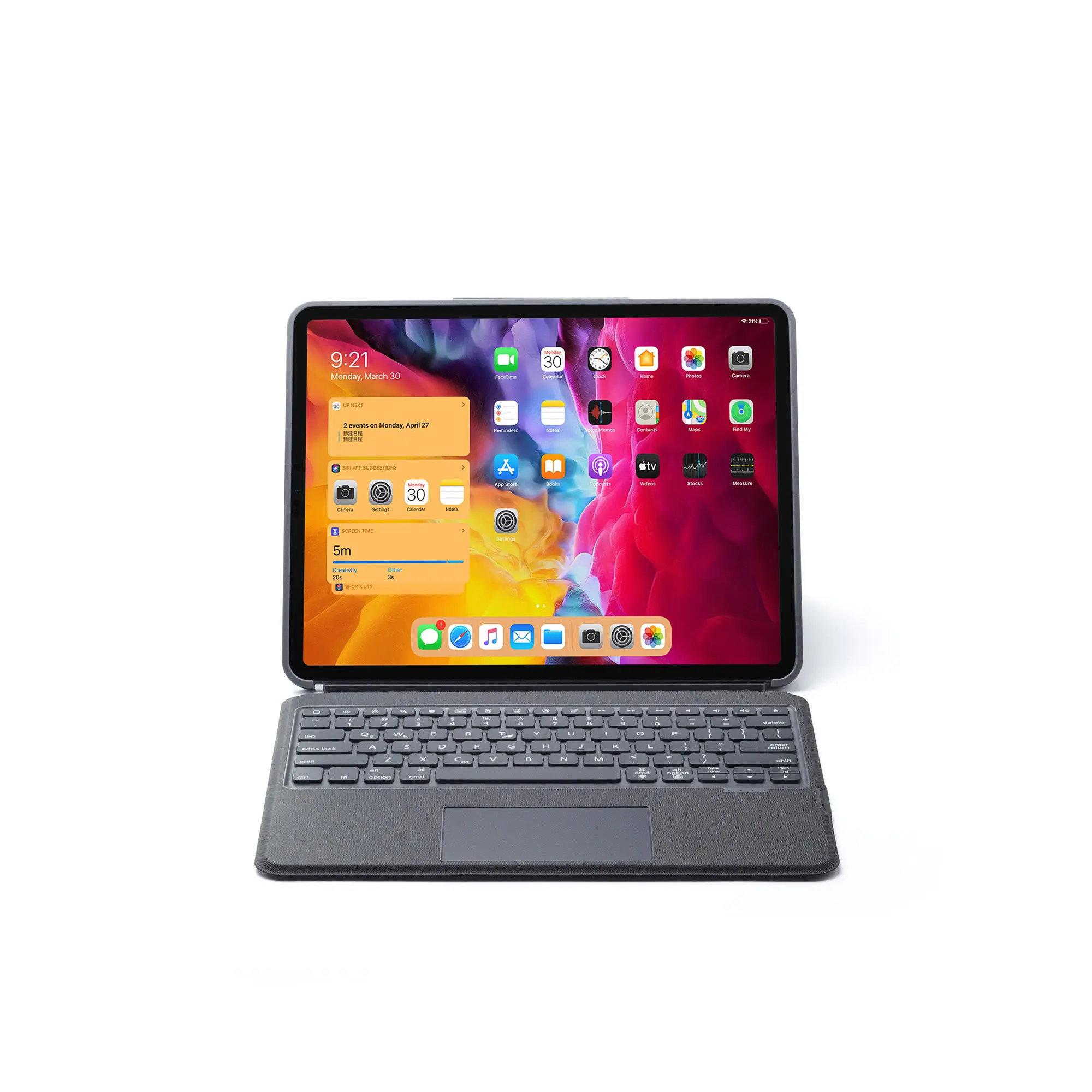 Popularr iPad Pro 11 için "tablet evrensel Bluetooth klavyeli kılıf bölünmüş dokunmatik arkadan aydınlatmalı Bluetooth klavye kılıfı